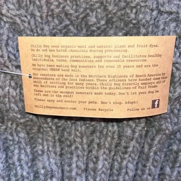 Chilly Dog 100% Wool Hand Knit Sweater Gray Size Medium - Picture 11 of 11